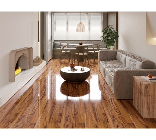 Глянцевый ламинат 12мм 33 класс Mostflooring High Glossy 11910 Орех